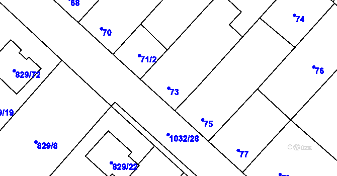 Parcela st. 73 v KÚ Tetčice, Katastrální mapa