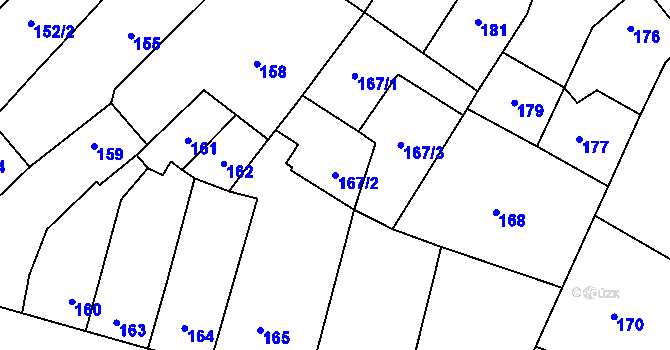 Parcela st. 167/2 v KÚ Tetčice, Katastrální mapa