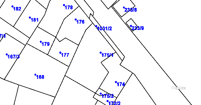 Parcela st. 175/1 v KÚ Tetčice, Katastrální mapa
