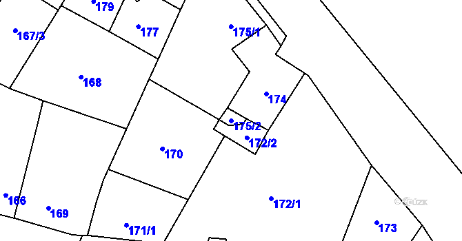 Parcela st. 175/2 v KÚ Tetčice, Katastrální mapa