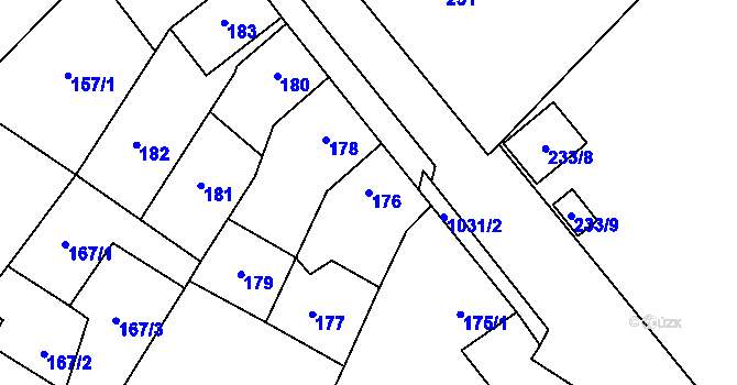 Parcela st. 176 v KÚ Tetčice, Katastrální mapa