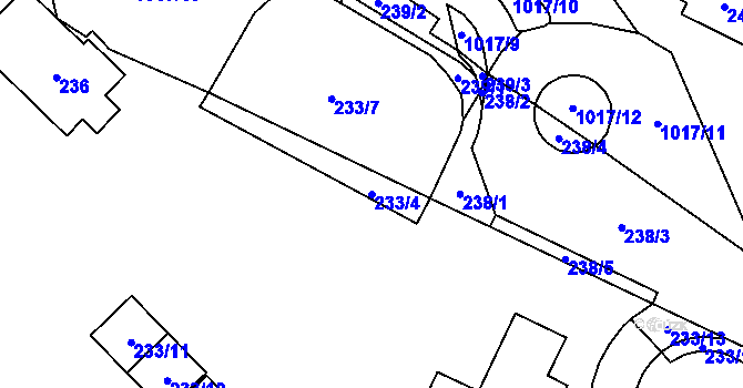 Parcela st. 233/4 v KÚ Tetčice, Katastrální mapa