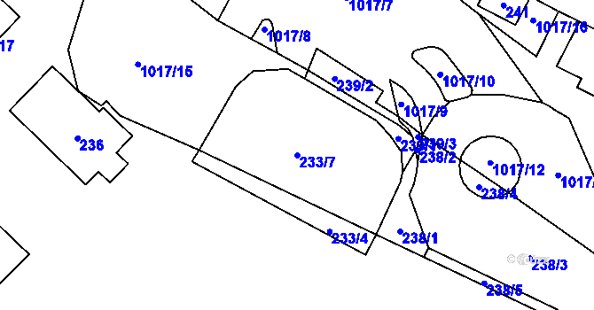 Parcela st. 233/7 v KÚ Tetčice, Katastrální mapa