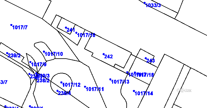 Parcela st. 242 v KÚ Tetčice, Katastrální mapa