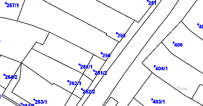Parcela st. 256 v KÚ Tetčice, Katastrální mapa