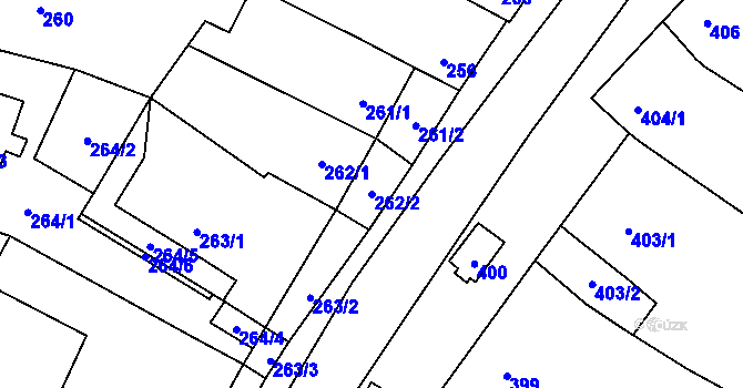 Parcela st. 262/2 v KÚ Tetčice, Katastrální mapa