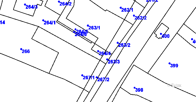 Parcela st. 264/4 v KÚ Tetčice, Katastrální mapa