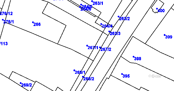 Parcela st. 267/1 v KÚ Tetčice, Katastrální mapa
