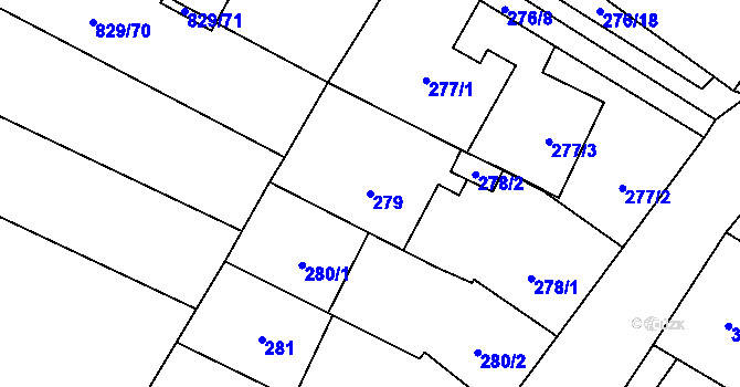 Parcela st. 279 v KÚ Tetčice, Katastrální mapa
