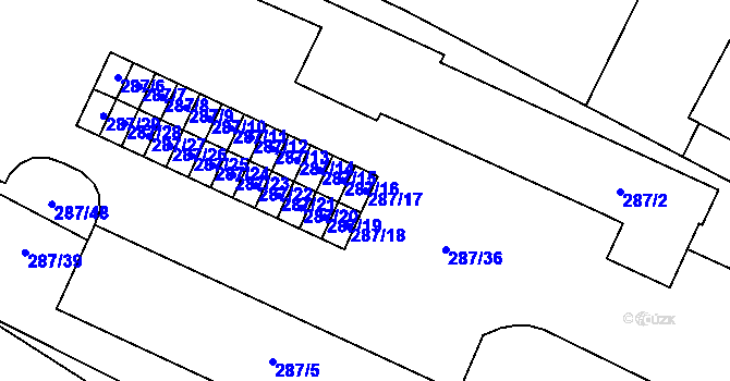Parcela st. 287/17 v KÚ Tetčice, Katastrální mapa