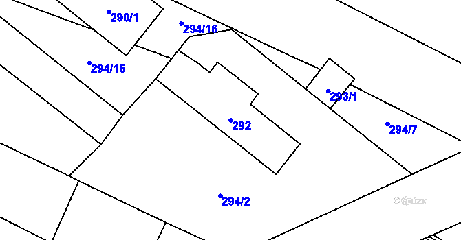 Parcela st. 292 v KÚ Tetčice, Katastrální mapa