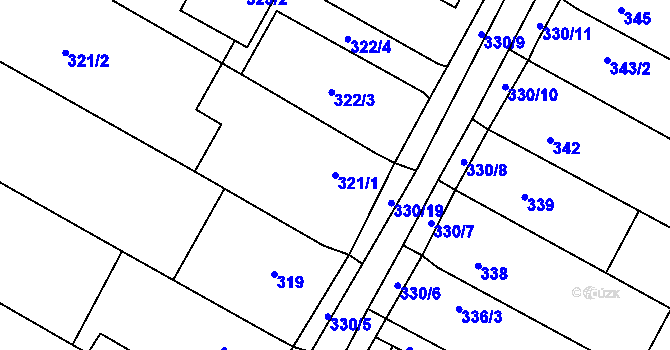 Parcela st. 321/1 v KÚ Tetčice, Katastrální mapa