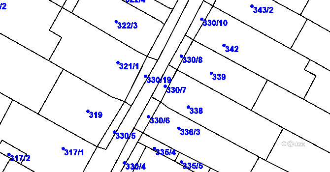 Parcela st. 330/7 v KÚ Tetčice, Katastrální mapa
