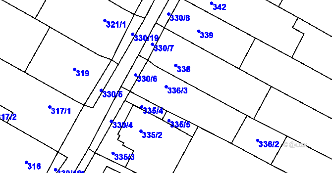Parcela st. 336/3 v KÚ Tetčice, Katastrální mapa