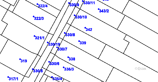 Parcela st. 339 v KÚ Tetčice, Katastrální mapa