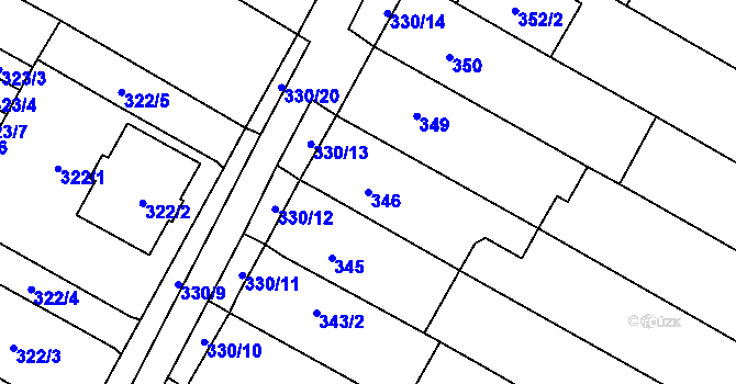 Parcela st. 346 v KÚ Tetčice, Katastrální mapa