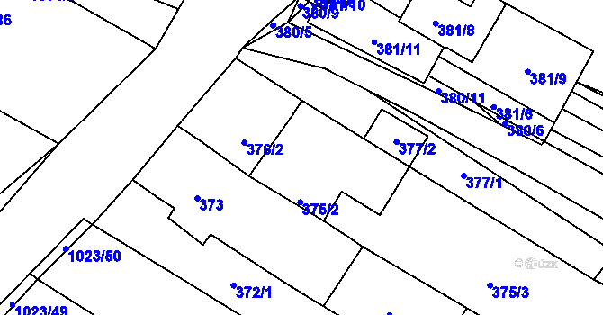 Parcela st. 376/1 v KÚ Tetčice, Katastrální mapa