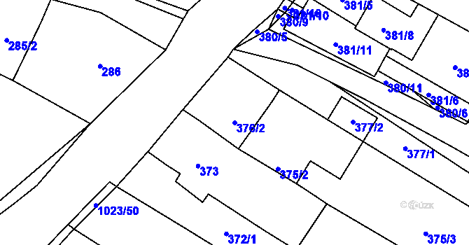 Parcela st. 376/2 v KÚ Tetčice, Katastrální mapa