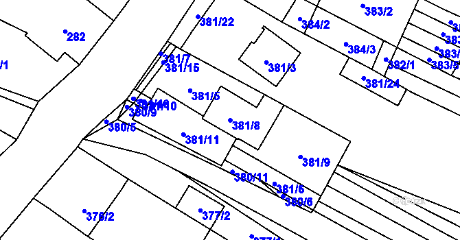 Parcela st. 381/8 v KÚ Tetčice, Katastrální mapa