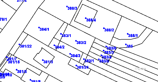Parcela st. 383 v KÚ Tetčice, Katastrální mapa