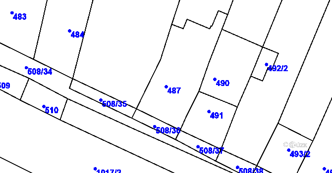 Parcela st. 487 v KÚ Tetčice, Katastrální mapa