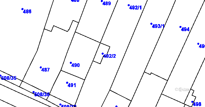 Parcela st. 492/2 v KÚ Tetčice, Katastrální mapa