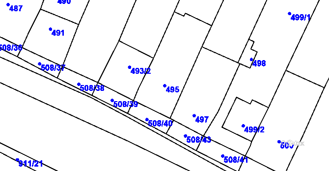 Parcela st. 495 v KÚ Tetčice, Katastrální mapa