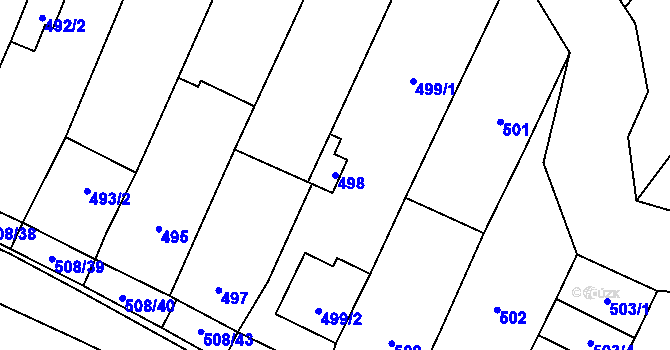 Parcela st. 498 v KÚ Tetčice, Katastrální mapa