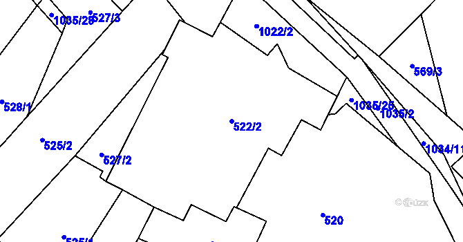 Parcela st. 522/2 v KÚ Tetčice, Katastrální mapa