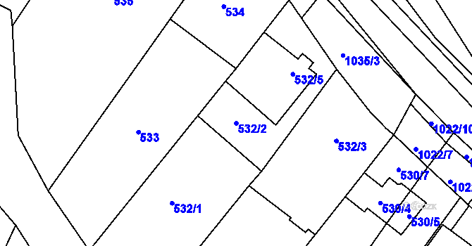 Parcela st. 532/2 v KÚ Tetčice, Katastrální mapa