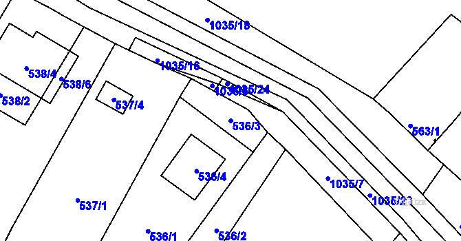 Parcela st. 536/3 v KÚ Tetčice, Katastrální mapa