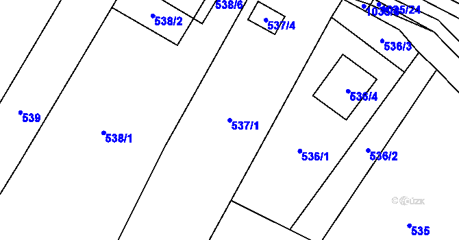 Parcela st. 537/1 v KÚ Tetčice, Katastrální mapa