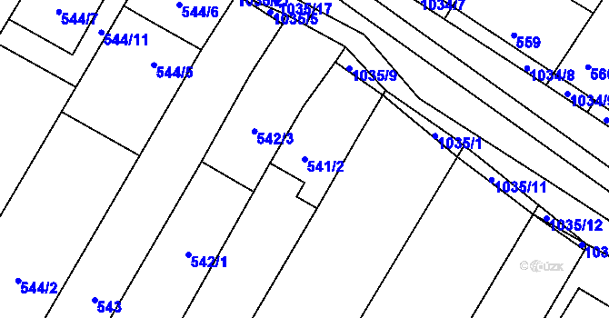 Parcela st. 541/2 v KÚ Tetčice, Katastrální mapa