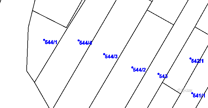 Parcela st. 544/3 v KÚ Tetčice, Katastrální mapa