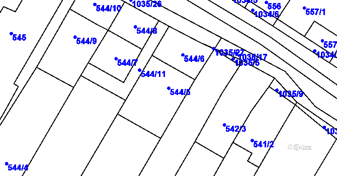 Parcela st. 544/5 v KÚ Tetčice, Katastrální mapa