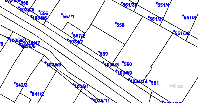 Parcela st. 559 v KÚ Tetčice, Katastrální mapa