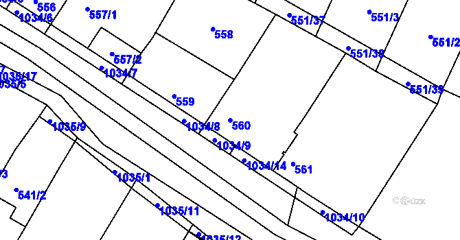Parcela st. 560 v KÚ Tetčice, Katastrální mapa