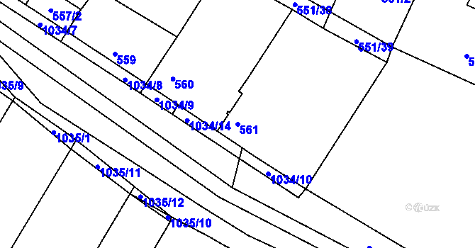Parcela st. 561 v KÚ Tetčice, Katastrální mapa