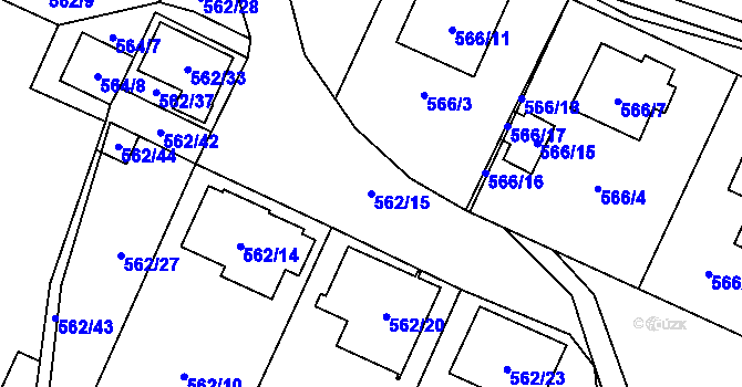 Parcela st. 562/15 v KÚ Tetčice, Katastrální mapa