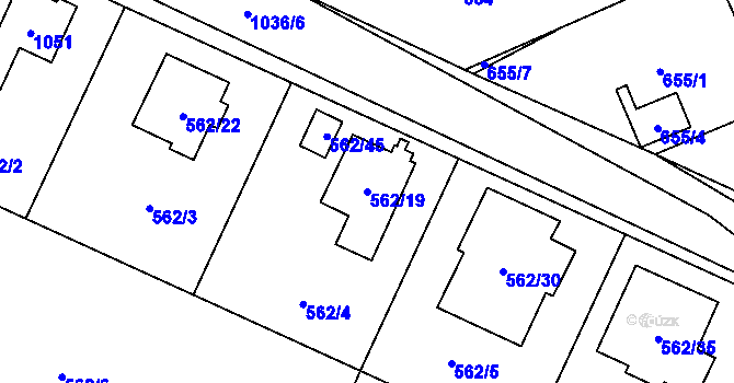 Parcela st. 562/19 v KÚ Tetčice, Katastrální mapa