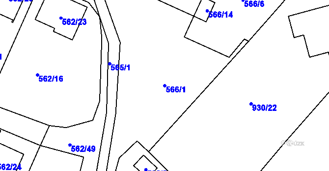 Parcela st. 566/1 v KÚ Tetčice, Katastrální mapa