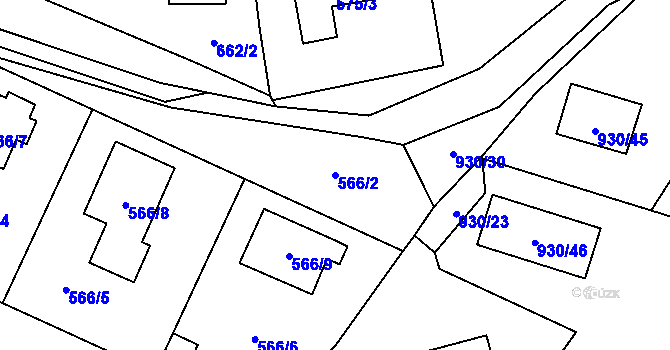 Parcela st. 566/2 v KÚ Tetčice, Katastrální mapa