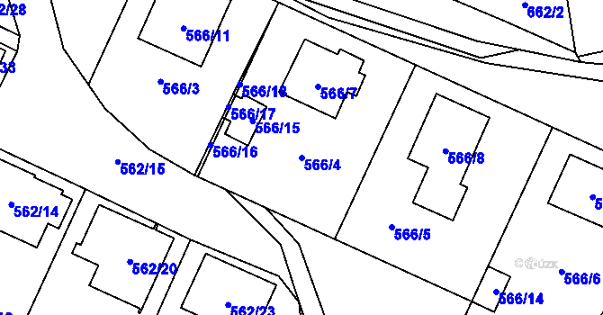 Parcela st. 566/4 v KÚ Tetčice, Katastrální mapa