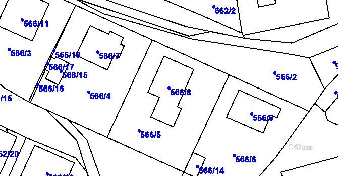 Parcela st. 566/8 v KÚ Tetčice, Katastrální mapa