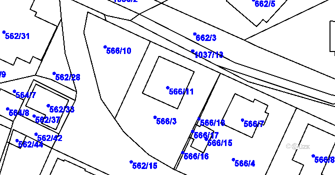 Parcela st. 566/11 v KÚ Tetčice, Katastrální mapa