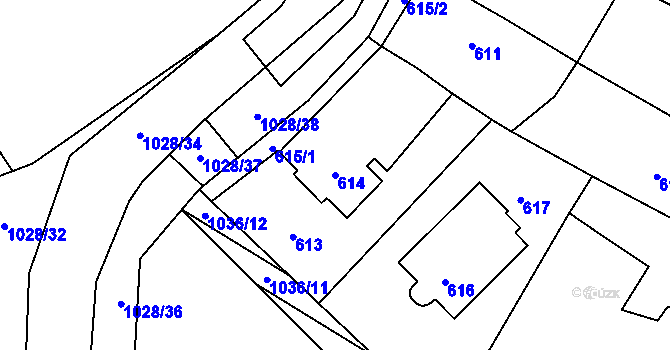 Parcela st. 614 v KÚ Tetčice, Katastrální mapa