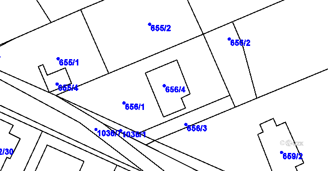 Parcela st. 656/4 v KÚ Tetčice, Katastrální mapa