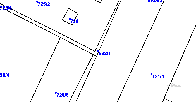 Parcela st. 692/7 v KÚ Tetčice, Katastrální mapa