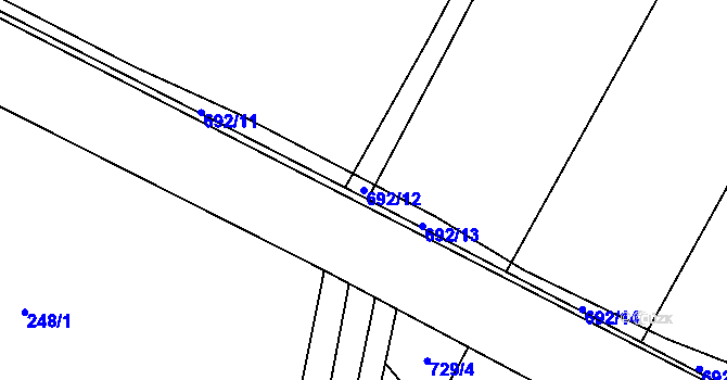 Parcela st. 692/12 v KÚ Tetčice, Katastrální mapa