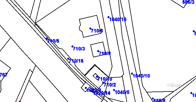 Parcela st. 710/9 v KÚ Tetčice, Katastrální mapa